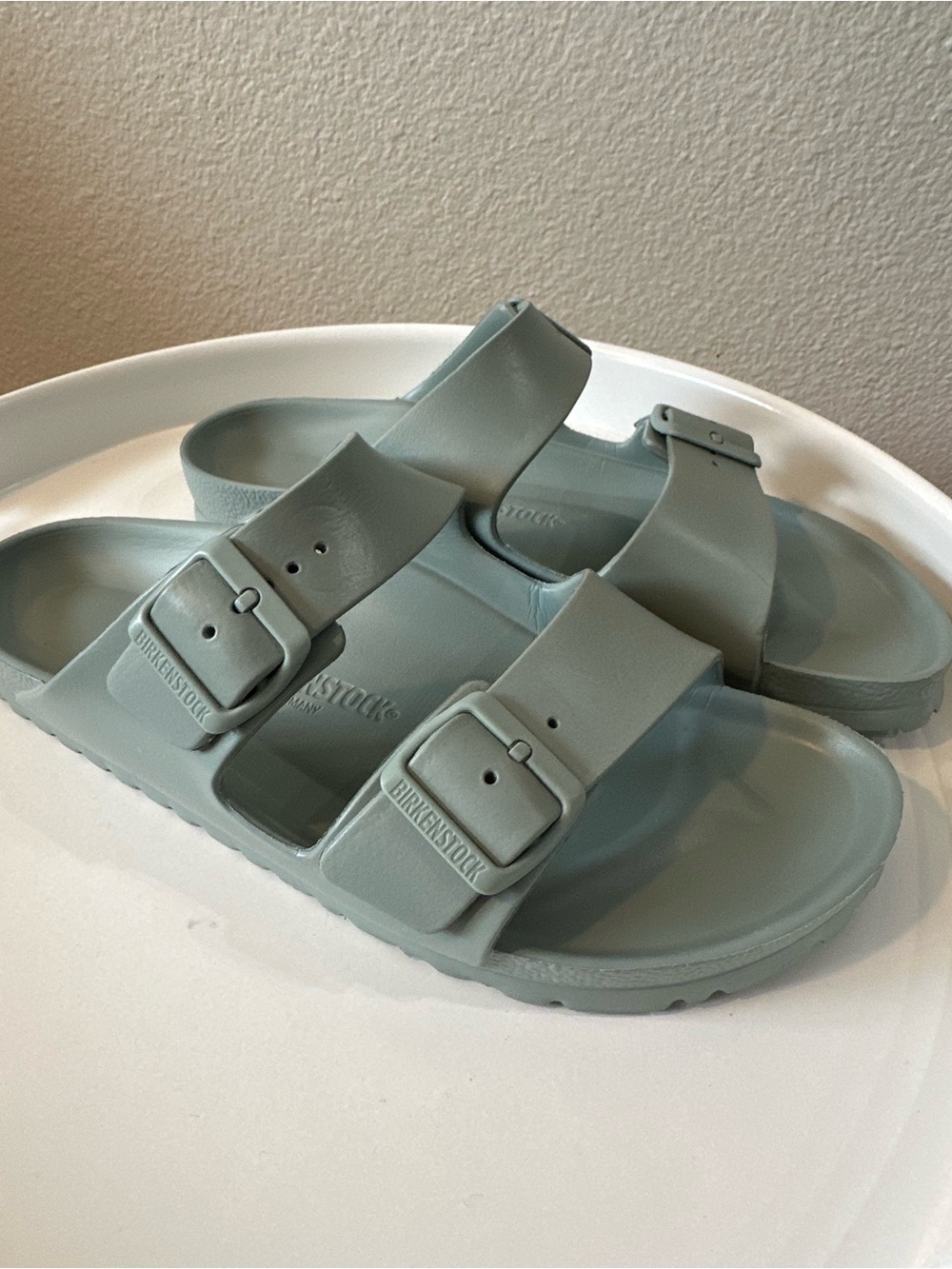 Birkenstock Two-Buckle Slide Sandals in Sage - Picture 5 of 6